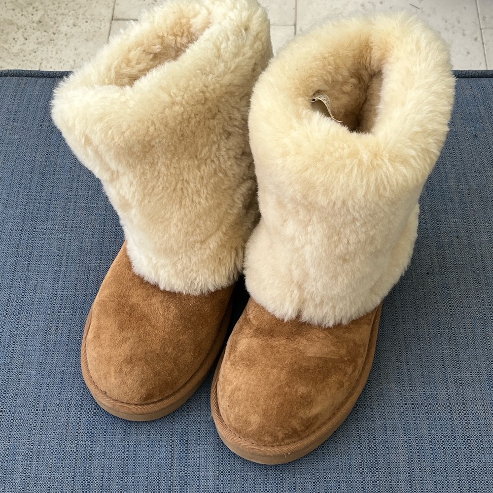 UGG Women's Shearling Boots in Cream and Brown